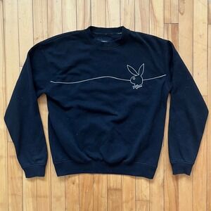 Playboy Bunny Logo Black Crewneck Sweatshirt Pullover Small S/P
